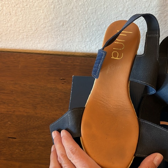 Lunita Lia Marino Blue Suede Wedge Sandals - Picture 7 of 11
